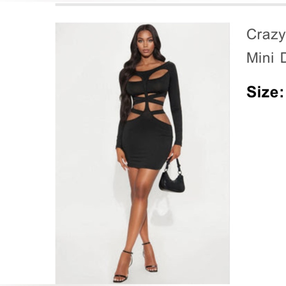 Fashion Nova crazy nights long sleeve strappy dress mini